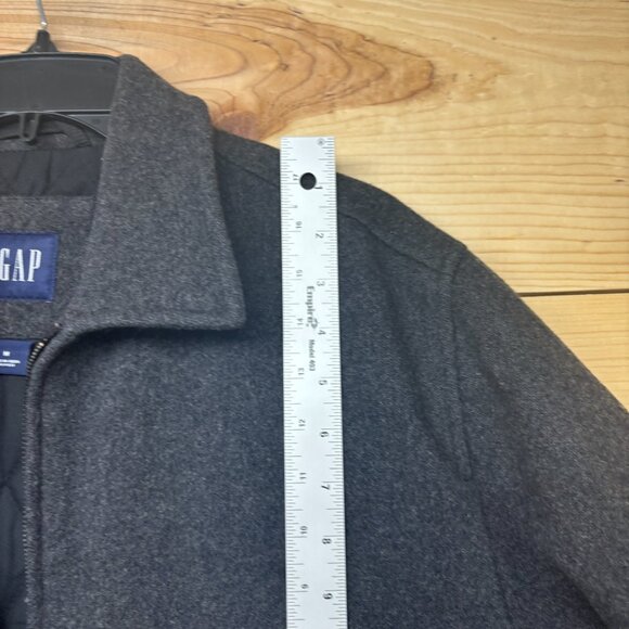 Vintage Gap Jacket Mens Medium Gray Full Zip Wool Bomber Coat - Picture 6 of 12